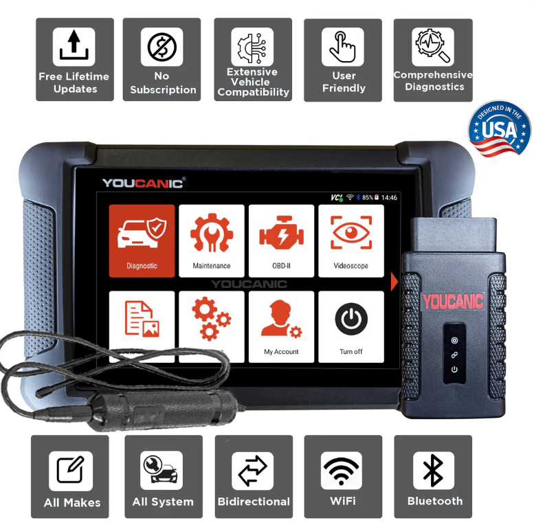 YOUCANIC UCAN II C PRO OBD2 Scanner – AI Powered Full System Diagnostic Tool with Bi-Directional Controls, Coding, Service Functions & Lifetime Updates